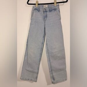 Abercrombie Fitch Kids Girls 9/10 Light Wash Wide Leg High Rise Heart Pockets